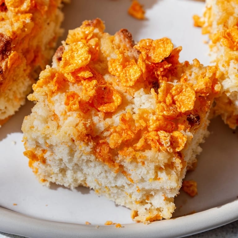 Flamin Hot Sweet Potato Biscuit Bars with a crispy crust and fluffy texture.  