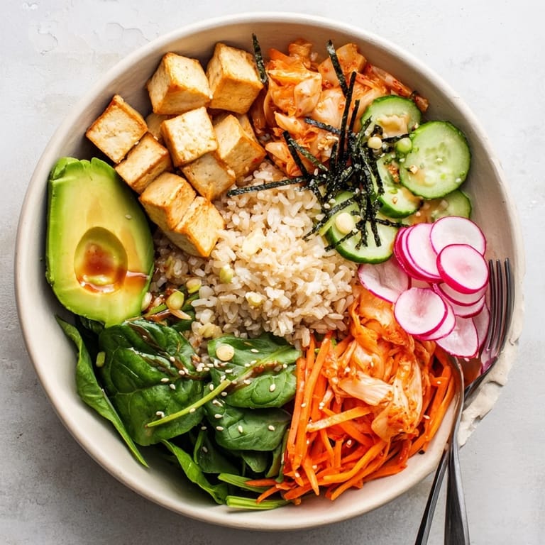 Vibrant fermented vegetable bowl showing bright veggies and creamy avocado slices.
