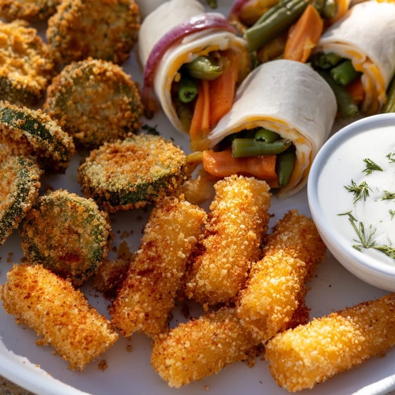 Mouthwatering fried pickles paired with savory pickled bites, perfect for pickle lovers everywhere.