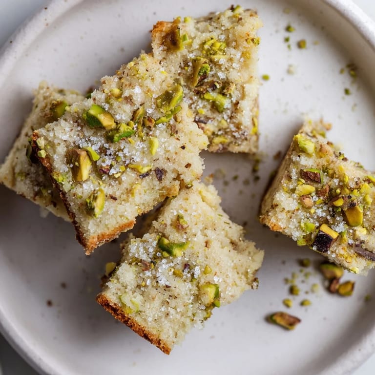 Buttery, tender Salted Pistachio Shortbread cookies, perfect for a sweet snack or dessert plate.