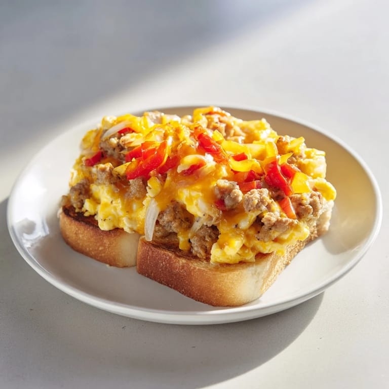 Delicious and easy Lightning-Fast Breakfast Sausage Casserole with visible sausage and melty cheese for breakfast.