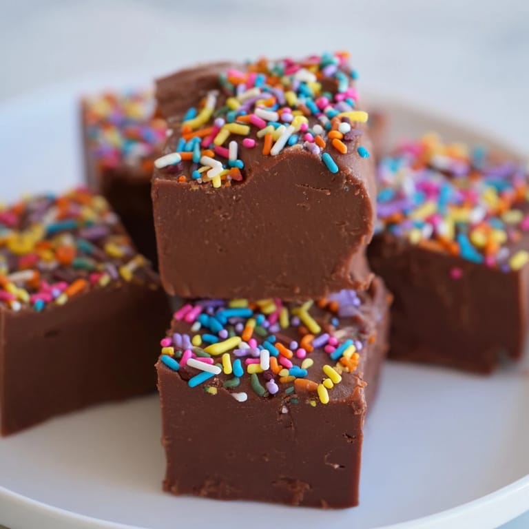 Square of creamy, homemade 3-Ingredient Christmas Fudge, ready to be cut and served.