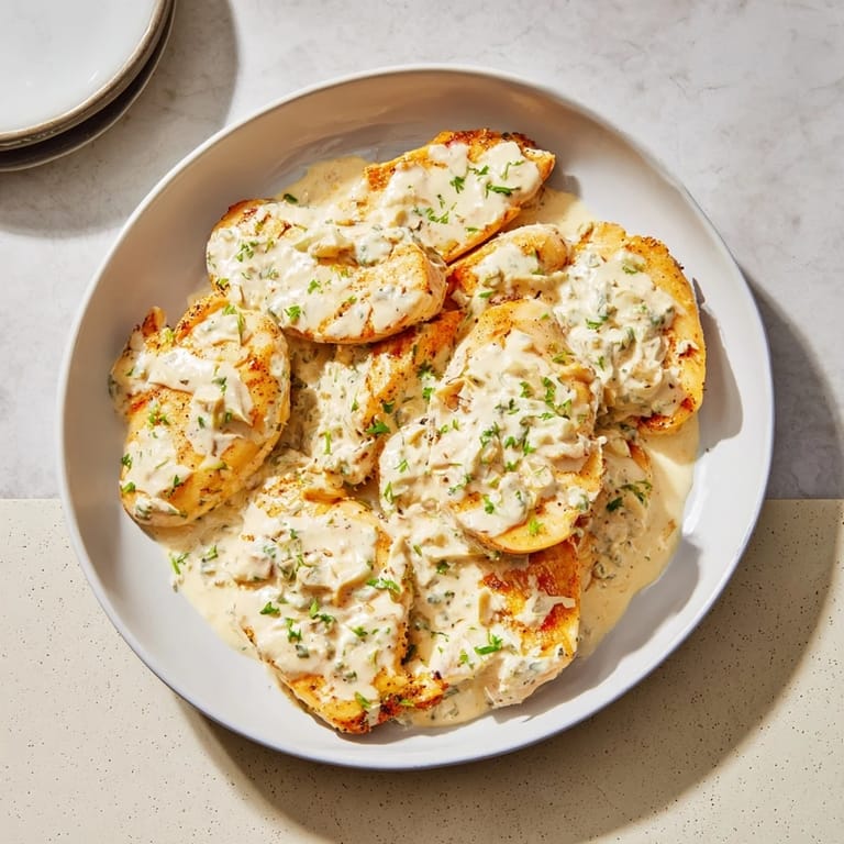 Golden-seared chicken breasts simmered in a light, creamy tarragon sauce, a satisfying meal.