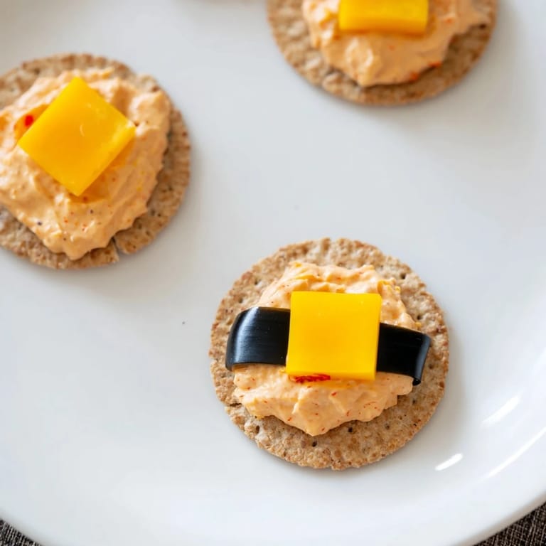 Savory Santa's Belt Crackers & Dip, featuring vibrant colors with a cheerful cheese buckle detail.