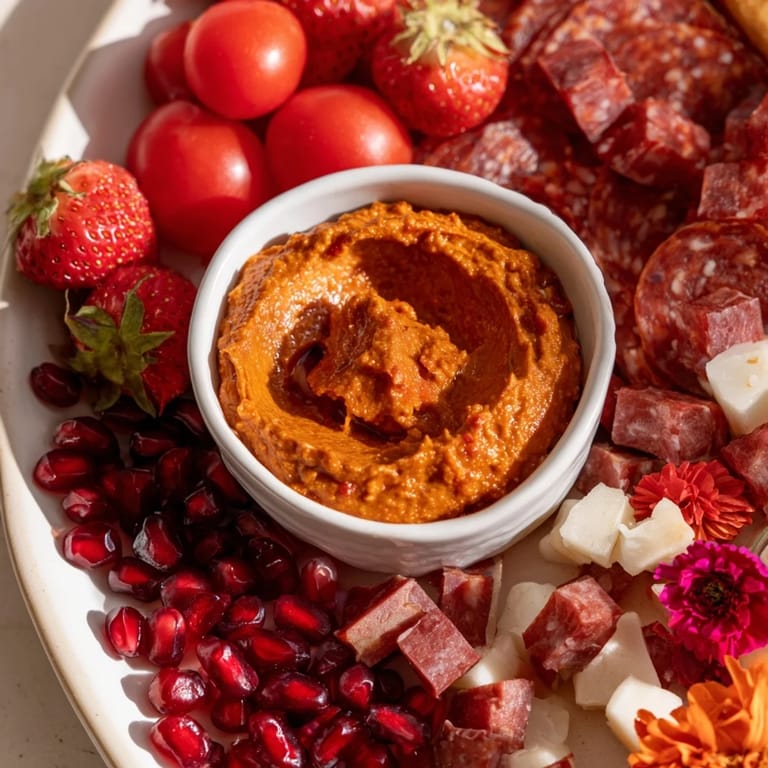 The Nutcracker Suite Board presents a striking arrangement of colorful food sections with a variety of textures.