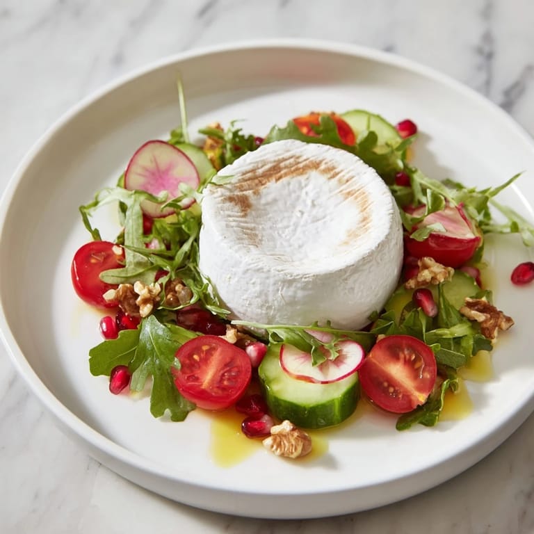 Prepare for delicious flavors with this elegant Zenith Point salad featuring a soft cheese.