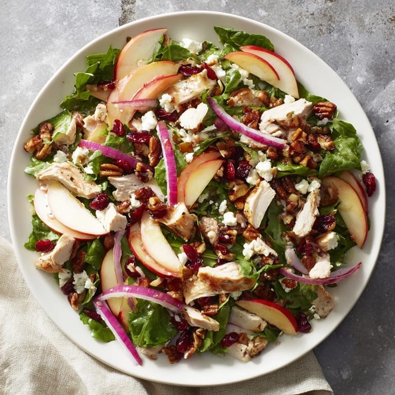 Hearty Chicken and Apple Winter Salad with colorful ingredients ready to be enjoyed on a chilly day.
