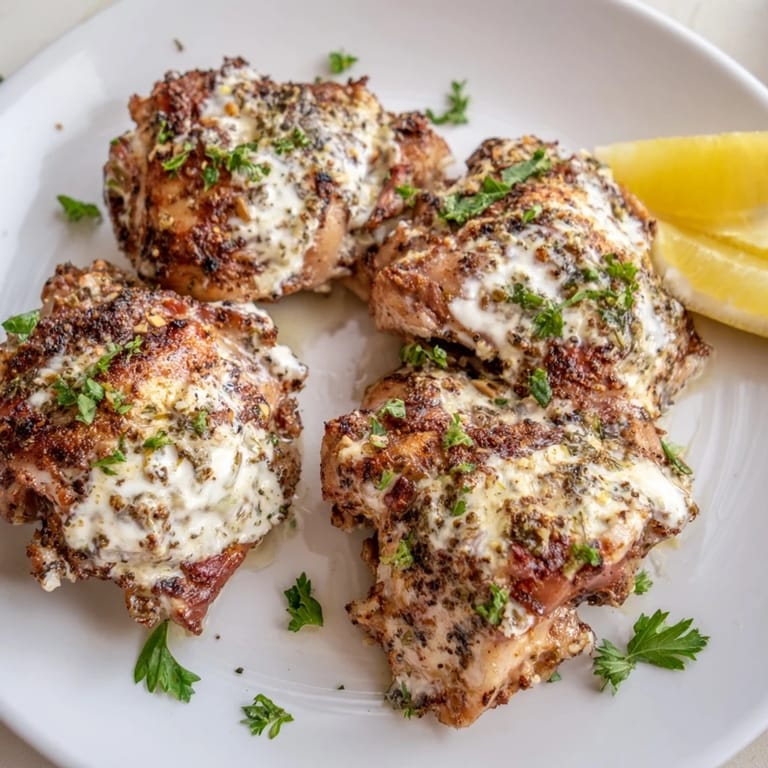 A vibrant plate of Greek Yogurt Chicken, showcasing the creamy marinade and promising delicious flavors.
