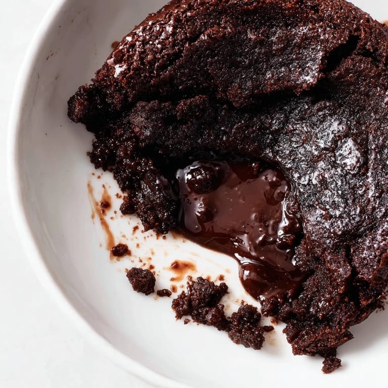 A freshly baked Ina Garten Brownie Pudding, served warm, ready to be topped with ice cream.