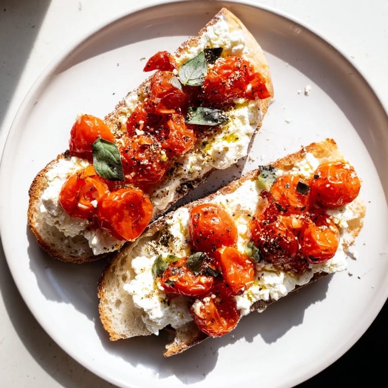 Warm Baked Feta Toast, a vegetarian delight, with melted feta and fresh basil for serving on crusty bread.