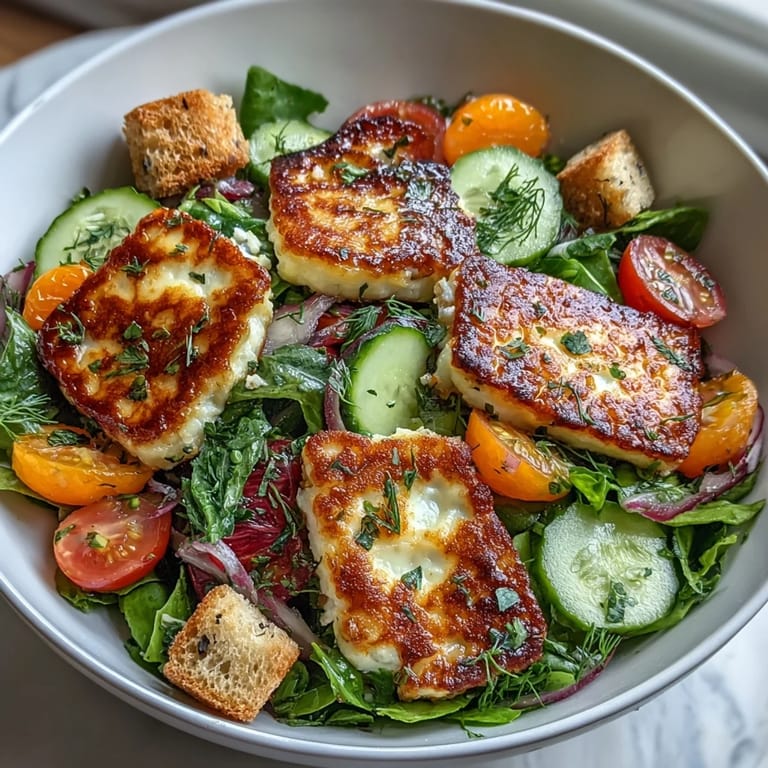 Juicy blood orange and fried halloumi top this fresh Fattoush salad, perfect for lunch.