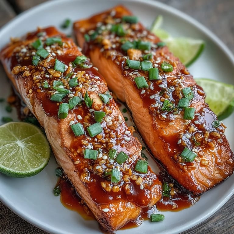 A close-up of Bang Bang Salmon highlights the luscious, creamy Bang Bang sauce coating the tender, flaky fish on a dinner plate.