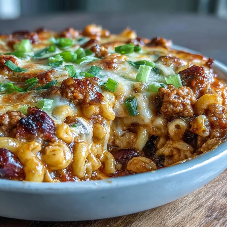 Creamy, cheesy Baked Ranch Turkey Chili Mac with tender pasta, bell peppers, and zesty ranch seasoning.  