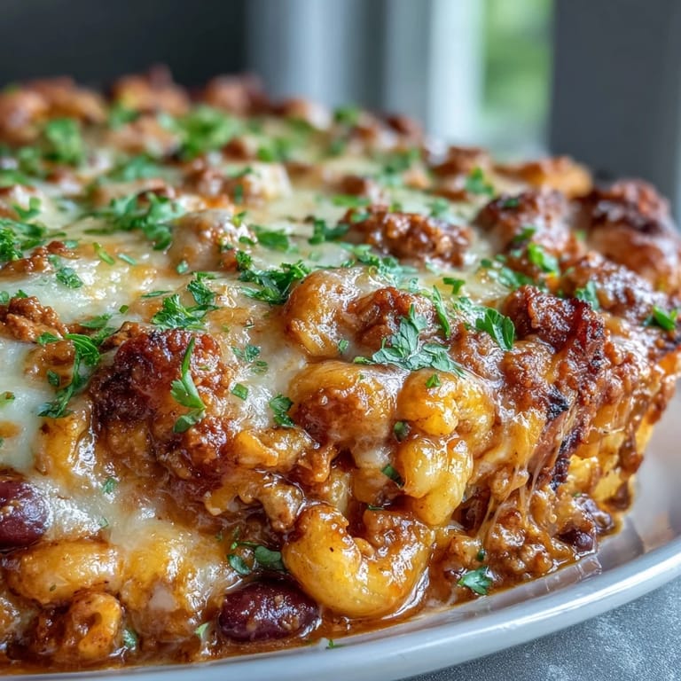 Golden-baked Baked Ranch Turkey Chili Mac casserole, bubbling with cheddar and hearty ground turkey.