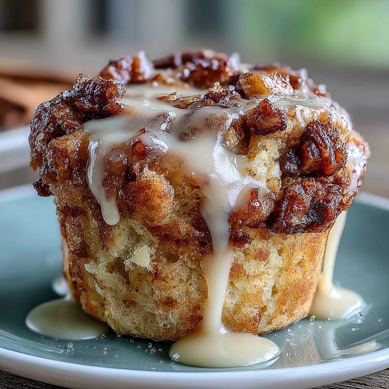 Golden Apple Fritter Muffins filled with diced apples and warm cinnamon, drizzled with vanilla glaze for a bakery-style treat.