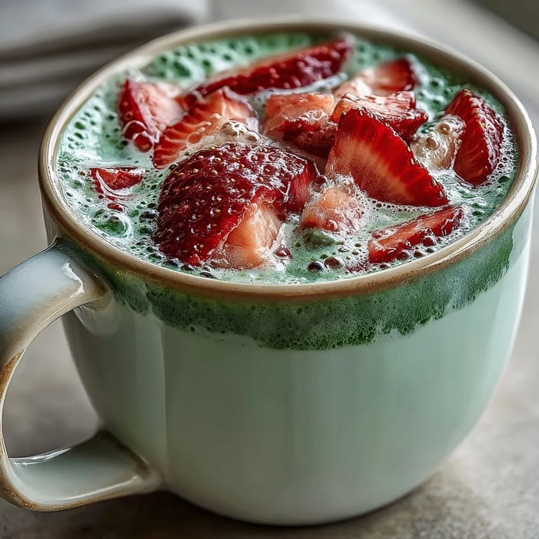 Silky steamed milk blends with earthy matcha and fresh strawberry purée in this comforting, fragrant drink for two.