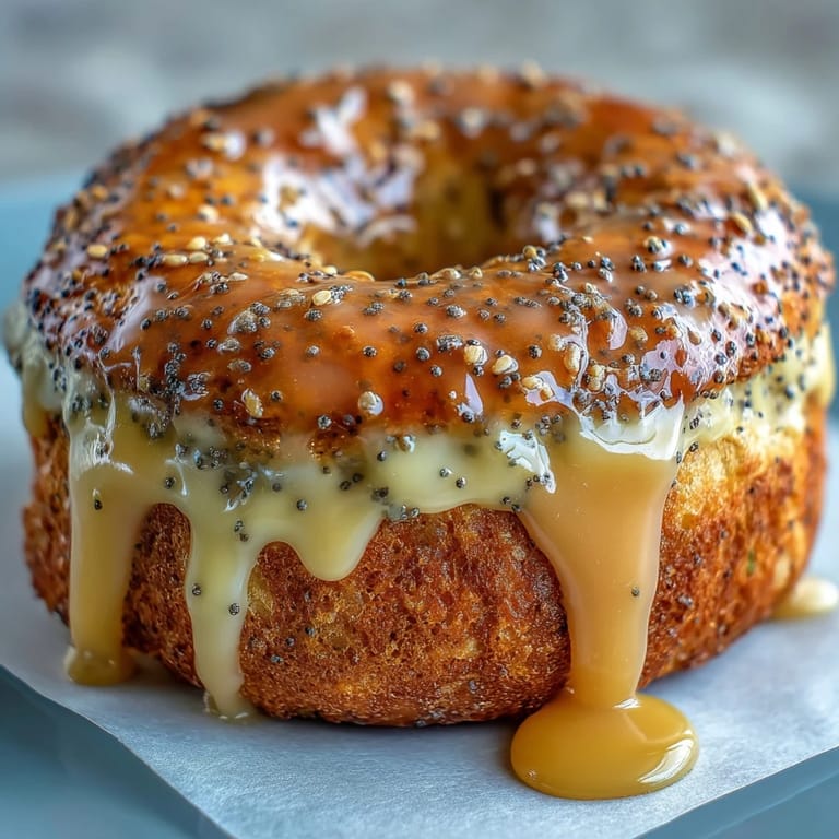 Golden-baked bagels infused with lemon zest and poppy seeds, topped with a tangy lemon glaze for extra flavor.  
