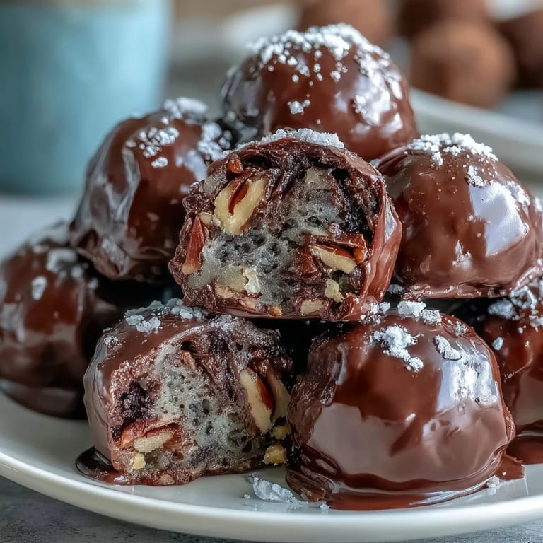 Elegant bourbon pecan confections with a silky chocolate coating and festive pecan garnish, a classic Kentucky dessert.