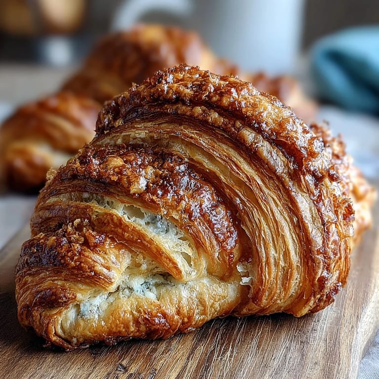 Crisp sourdough croissants oozing with melted dark chocolate, offering a delightful contrast of textures and flavors in every bite.