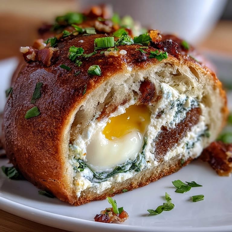 A beautiful close-up of the Easter savory pie sliced to reveal the whole egg inside.
