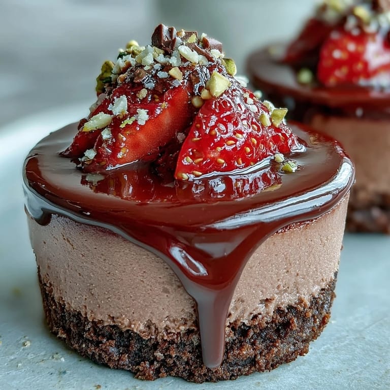 Easy Dubai Chocolate Strawberry Cheesecake Cups: rich chocolate, velvety cheesecake, and juicy berries in a chilled cup.  