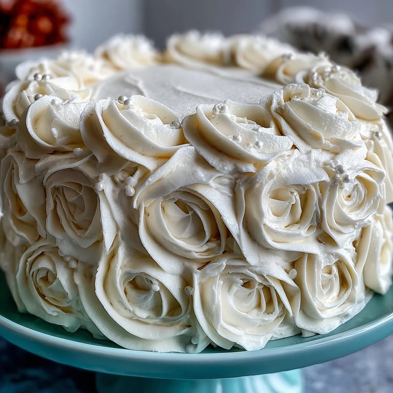 Elegant First Communion Cake featuring tender vanilla sponge, silky buttercream, and white fondant roses, crowned with a silver cross topper for a timeless celebration.