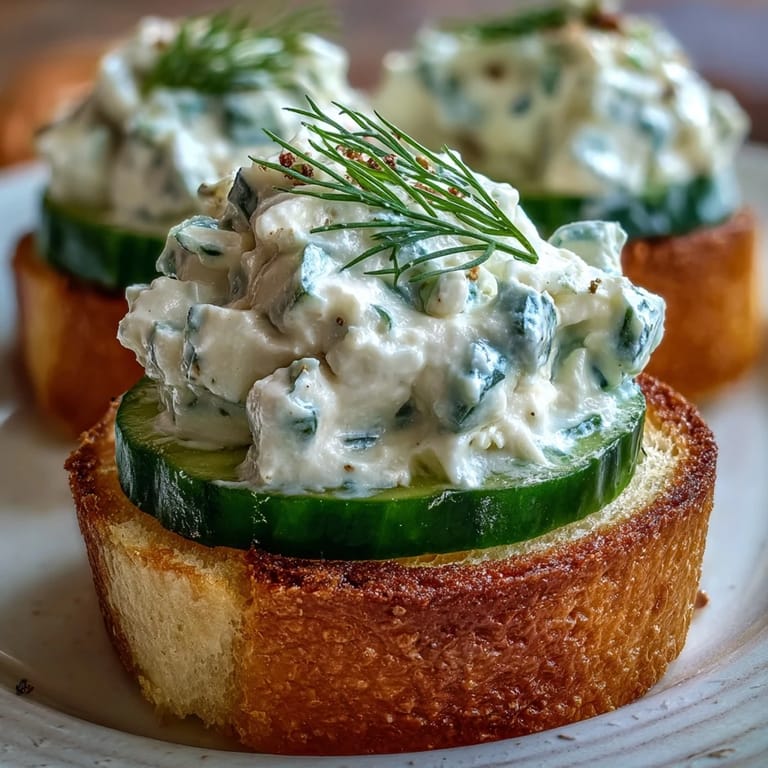 Enjoy these charming Derby Day Benedictine Cucumber Canapés, topped with fresh cucumber slices.