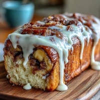 Fluffy banana bread cinnamon rolls swirled with cinnamon sugar and topped with creamy icing.  